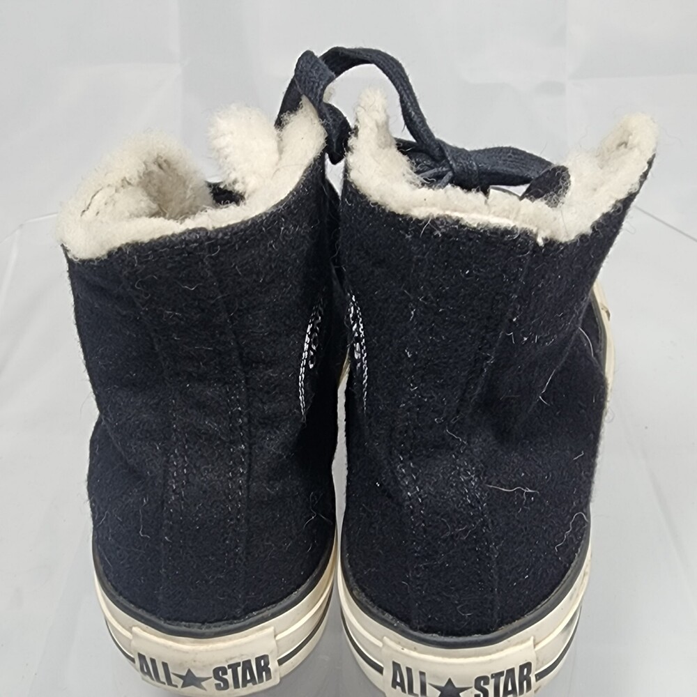 Converse All Star Chuck Taylor High Top Women 7 Wool/Faux Fur Sherpa Line Black - Picture 7 of 11